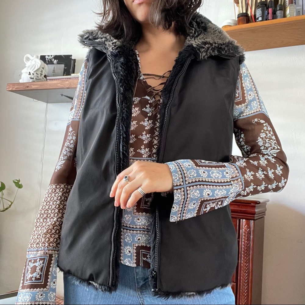 Kristen Blake reversible faux fur black vest